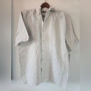 Men's Gray Linen Short Sleeve Shirt